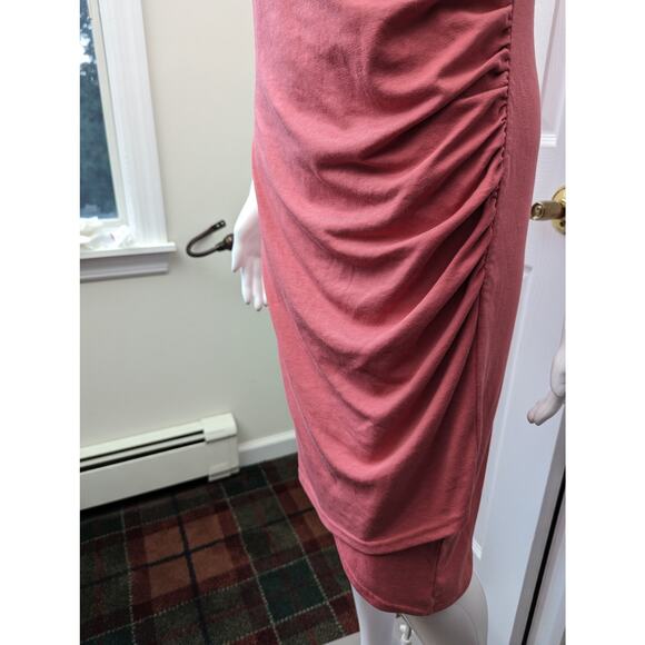 Leith Dress Ruched Lagenlook Minimalist Casual Brunch Party Staples Daytime Date - Picture 3 of 12